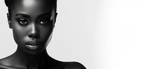Confident Black Woman Against Clean White Background - Empowering Beauty Portrait