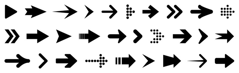 Set arrow icon. Black vector arrows. Collection different arrows sign. Cursor or direction symbols - stock vector - 755032010