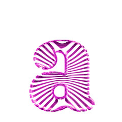 White symbol with purple ultra thin horizontal straps. letter a