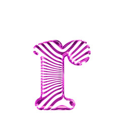White symbol with purple ultra thin horizontal straps. letter r