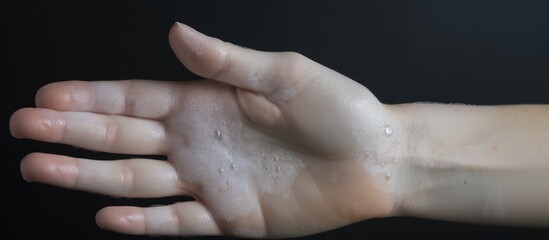 Fototapeta premium Elegant Hand with Sparkling Water Droplets - Refreshing Hydration Concept