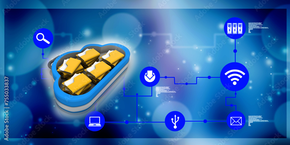 Poster 3d rendering cloud folder storage