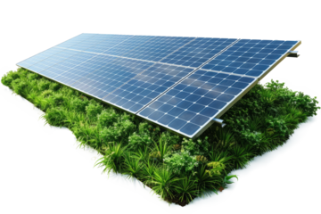 Photovoltaic Solar Panels isolated on white background. Concept of renewable and sustainable energy