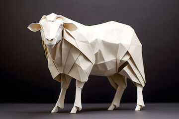 Illustrated origami style sheep, illustrated paper sheep, made from paper, paper animals