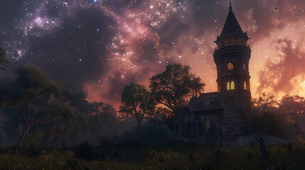 Generative AI, Twilight Enchantment: Magic at the Wizard's Tower