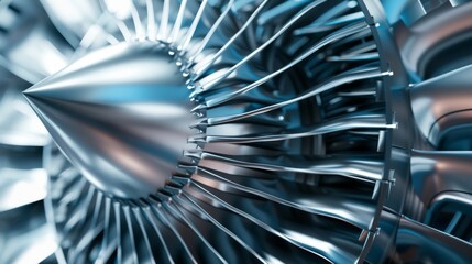A close up illustration of a jet engine turbine showcasing the intricate blades and titanium components symbolizing cutting edge aerospace technology