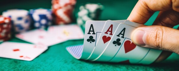 Close up of a hand holding a losing hand of cards with a foreclosure notice in the background depicting the threat of bankruptcy