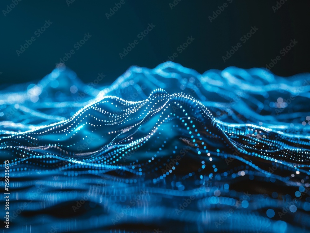 Aufkleber exploring the depths of a digital ocean glowing with data streams