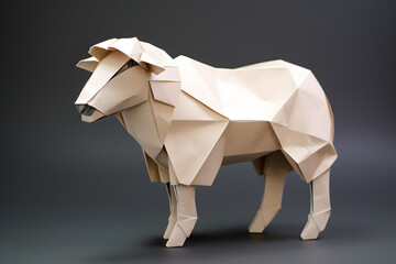 Illustrated origami style sheep, illustrated paper sheep, made from paper, paper animals