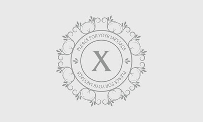 Premium linear monogram with letter X. Elegant sign, emblem, company brand. Fancy alphabet frame symbol.Печать