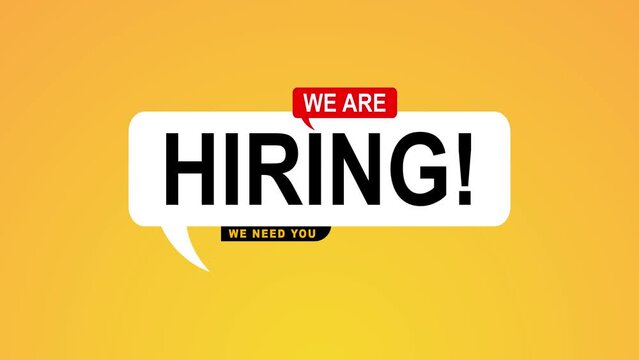 We are hiring to join our team. Text animation on the black background is transparent. Animated suitable for the open vacancy video in social media, and your vlog. 