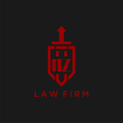 MZ initial monogram for law firm with sword and shield logo image
