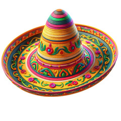 A colorful hat with flowers and a green stripe