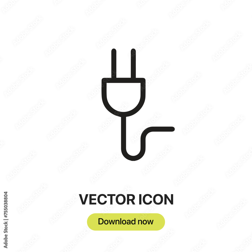 Fototapete plug icon vector. linear-style sign for mobile concept and web design. plug symbol illustration. pix