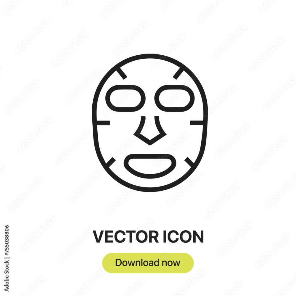 Aufkleber Face Mask icon vector. Linear-style sign for mobile concept and web design. Face Mask symbol illustration. Pixel vector graphics - Vector.	