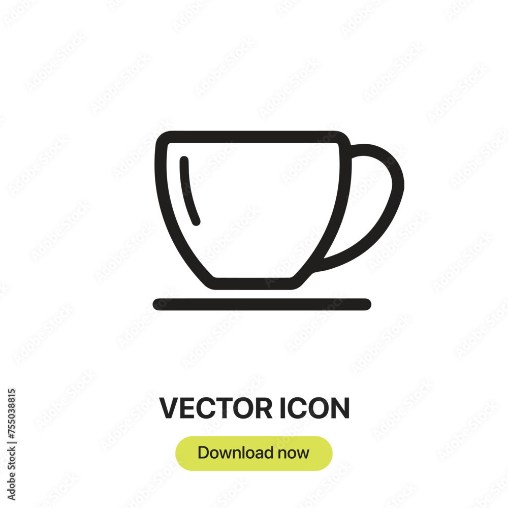 Poster tea cup icon vector. linear-style sign for mobile concept and web design. tea cup symbol illustratio