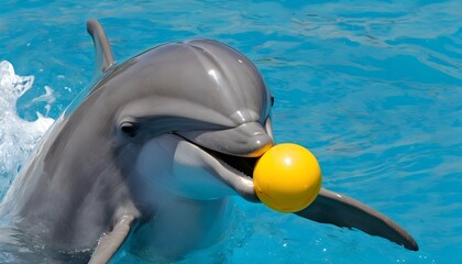 A Dolphin Playfully Tossing A Ball Between Its Fin