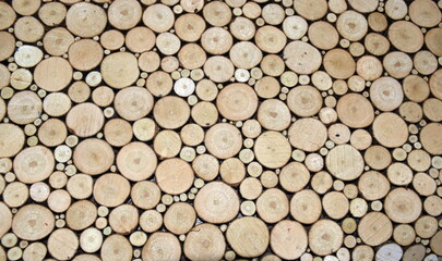 Hintergrund aus vielen runden Hölzern