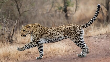 A Leopard With Its Front Paws Outstretched Reachi