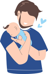 Father and baby. Father and son. Father's day Illustration.