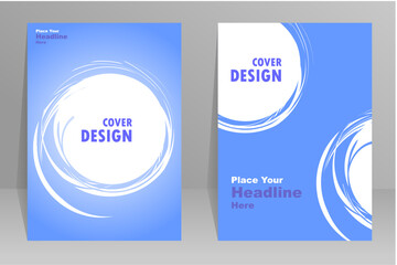 Abstract cover design in white and blue circles. Annual reports, pamphlets, presentations, brochures. Front page, book cover layout design. Cover design template.