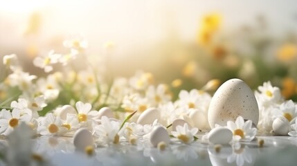 Obraz na płótnie Canvas Easter eggs lie on the background of nature