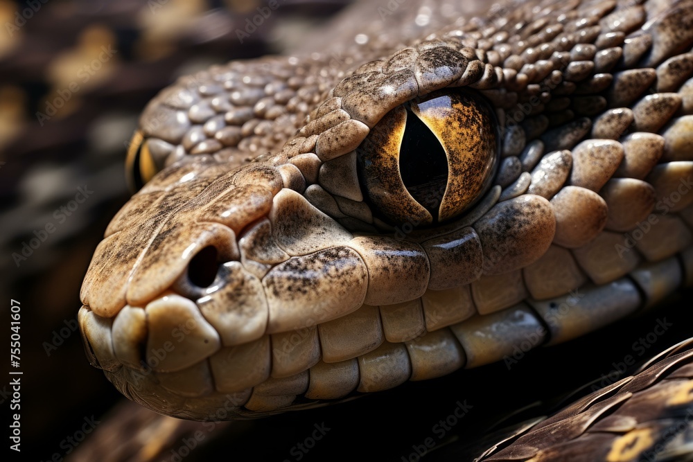 Poster mesmerizing phyton snake closeup. predator reptile. generate ai