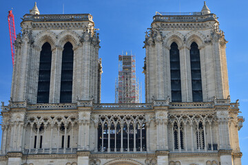 Paris, France. Notre Dame Cathedral is being rebuilt with its spire restored. December 17, 2023.