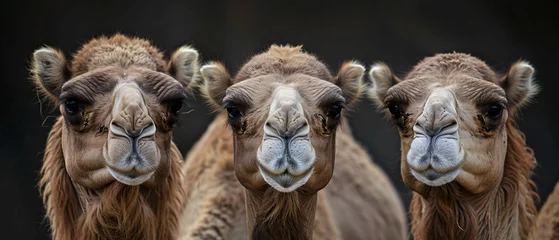 Foto op Aluminium Close-up of curious camels striking a funny © Asad