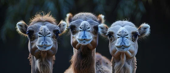 Foto auf Acrylglas Close-up of curious camels striking a funny © Asad
