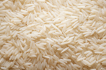 close up horizontal image of uncooked white rice Generative AI