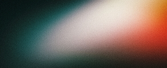 Dark grainy banner background orange white teal black color gradient abstract poster header cover backdrop design, glowing noise texture effect © Enso