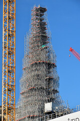 Paris, France. Notre Dame Cathedral is being rebuilt with its spire restored. December 17, 2023.
