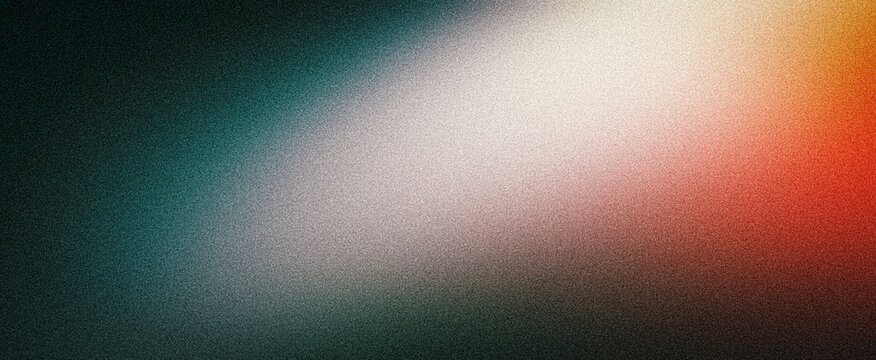 Dark grainy banner background orange white teal black color gradient abstract poster header cover backdrop design, glowing noise texture effect