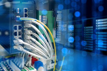 Industrial internet equipment. Network switch. Equipment for internet provision. Network switch in...