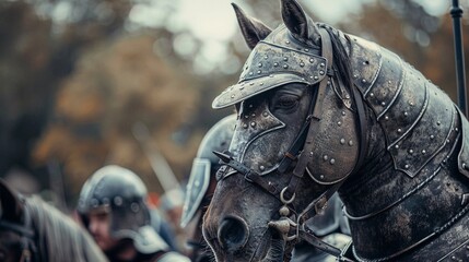 Horse armored like a medieval knight - obrazy, fototapety, plakaty
