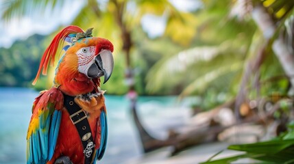 Parrot sporting a pirate costume