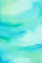 Foto auf Alu-Dibond Abstract watercolor paint by teal blue and green color liquid fluid texture background © ProArt Studios