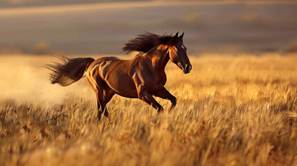 Elegant horse galloping freely across