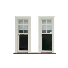 a pair of vintage windows with shutters taken from outside isolated transparent png