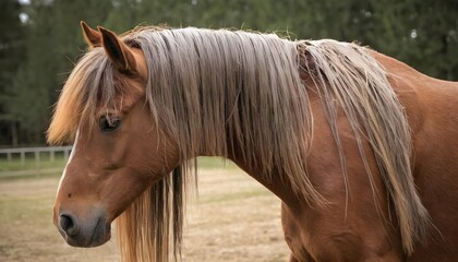 A Horse With Its Mane Tangled Needing Grooming