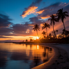 Fototapeta na wymiar Tropical sunset by the sea