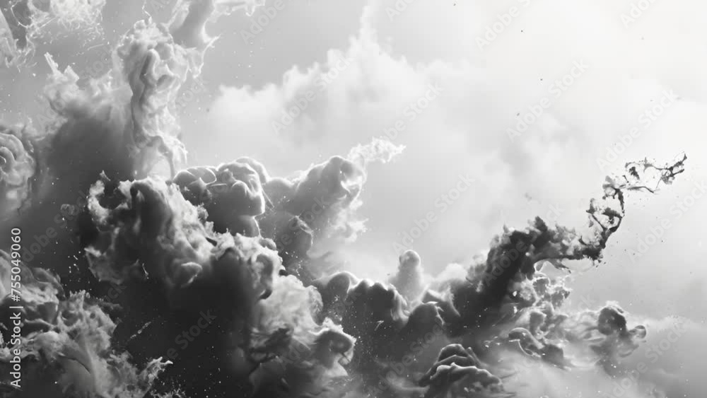 Poster dramatic black and white cloudscape with dynamic textures. clouds abstract background