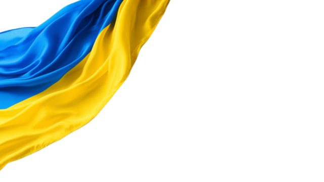 waving flag. Vibrant Ukrainian flag waves majestically, featuring bright blue above and rich yellow below, embodying national pride, in PNG format.