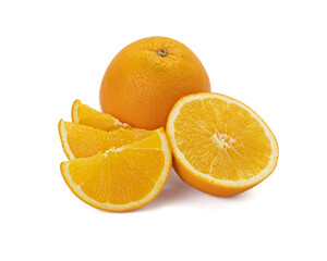 Ripe orange isolated on white background Clipping Path