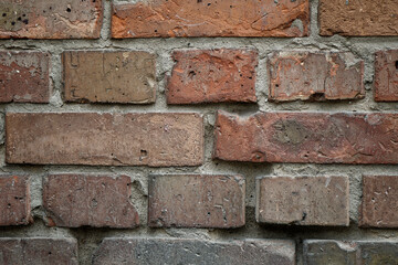 Detailed red brick wall. Decorative brick texture, red brick wall. Close up bricks pattern	