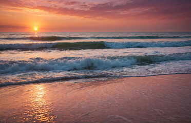 Naklejka na ściany i meble colorful sunset on the beach 