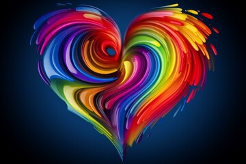Intricate Rainbow colored leaf heart. Art design. Generate Ai