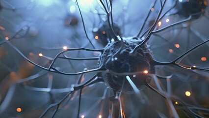 Neural network brain model with illuminated nodes - Powered by Adobe