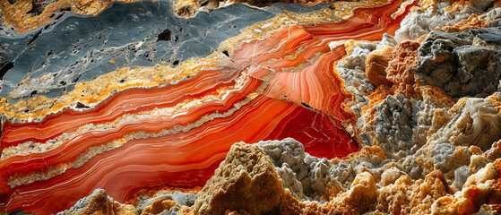 Abstract and intricate marbled rock texture with a vivid array of earth tones creating a natural art piece. Abstract Marbled Rock Texture